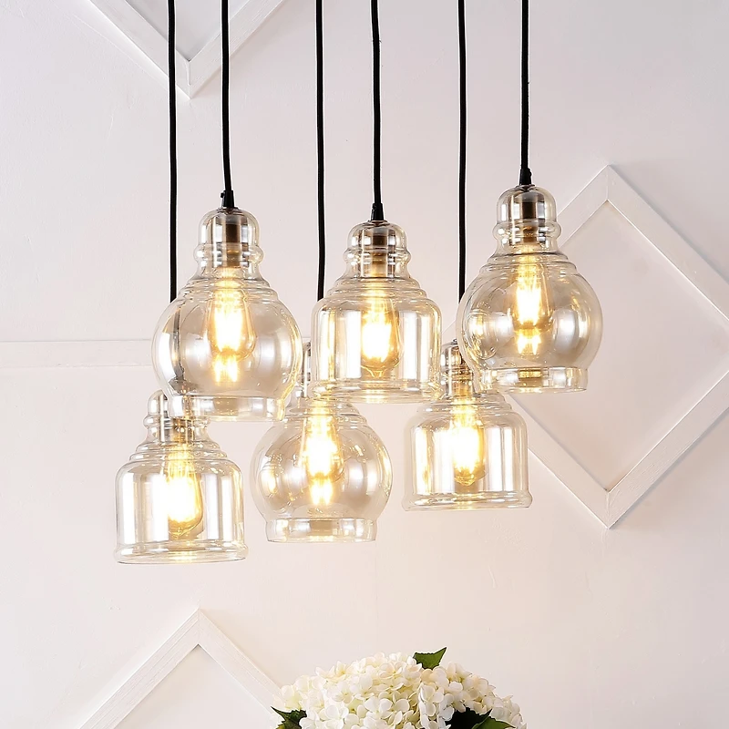 Sydney Bohemian Farmhouse Iron/Glass Cluster Led Pendant