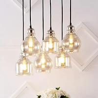 Sydney Bohemian Farmhouse Iron/Glass Cluster Led Pendant