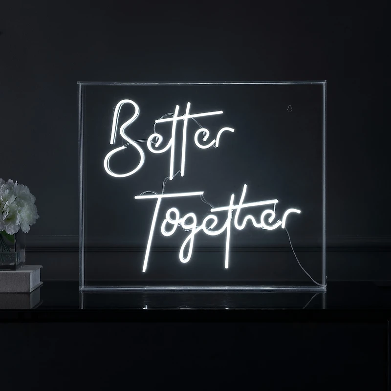 Jonathan Y Better Together Contemporary Glam Acrylic Box Usb Operated Led Neon Light