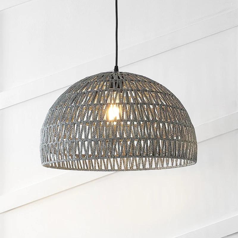 Campana Bohemian Modern Woven Rattan iron Led Pendant