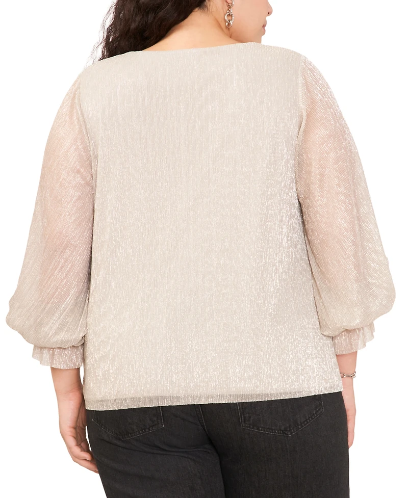 Vince Camuto Plus Metallic V-Neck Blouse