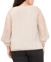 Vince Camuto Plus Metallic V-Neck Blouse