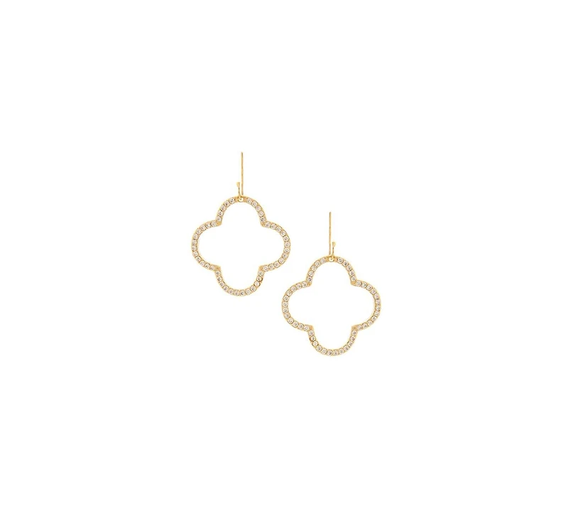 Cubic Zirconia Encrusted Clover Dangle Earrings