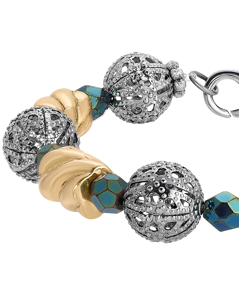 2028 Green Glass Acrylic Bead Link Bracelet