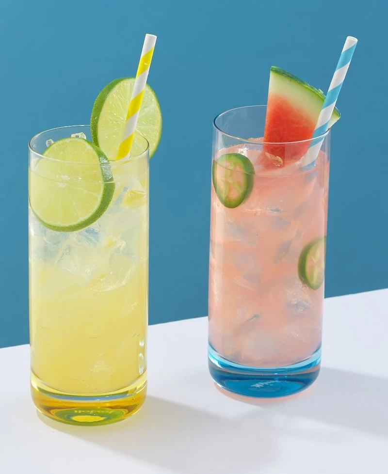 JoyJolt Hue Colored Highball Glasses, Set of 6