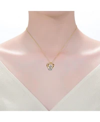 Sterling Silver Gold Plated 14k Yellow Gold Plated with 1.20ct Lab Created Moissanite Solitaire Double Eternity Circle Love Knot Pendant Necklace