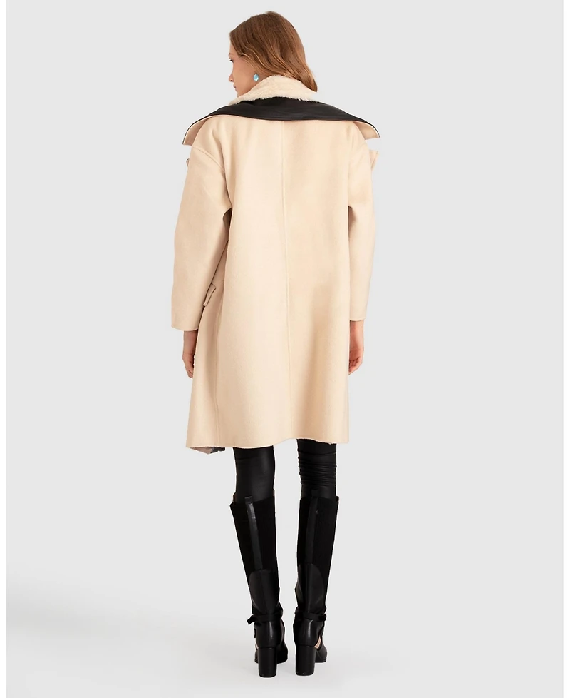 Belle & Bloom Watch Me Go Oversized Leather Trimmed Coat