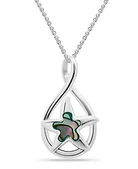 Macys Abalone Inlay Starfish Motif Pendant Necklace Starfish Motif Fishhook Drop Earrings