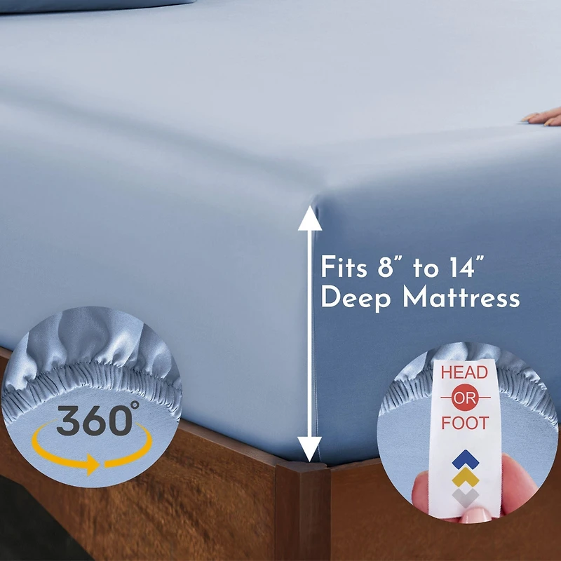 Deep Pocket King Fitted Sheet Only - Soft 100% Cotton Sateen