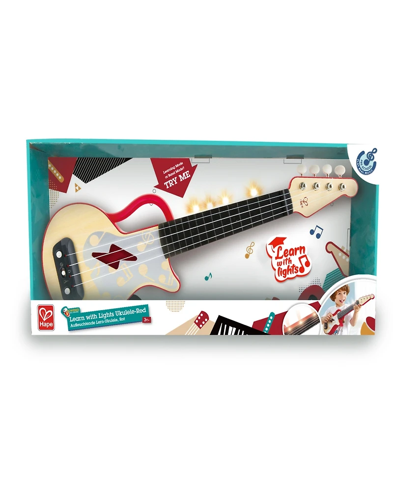 Hape Learn with Lights Red Electronic Ukulele