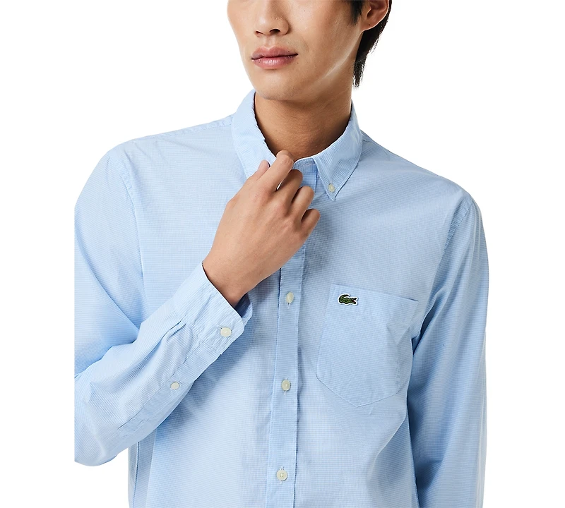 Lacoste Men's Regular-Fit Gingham Check Button-Down Shirt