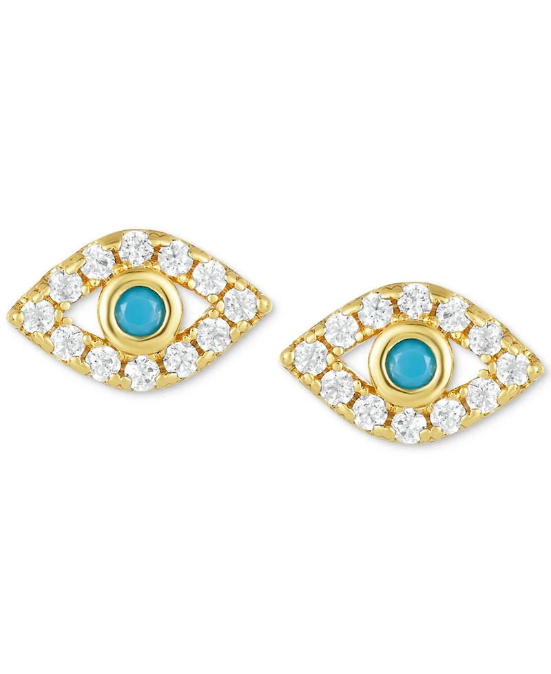 Adornia 14k Gold-Plated Evil Eye Stud Earrings