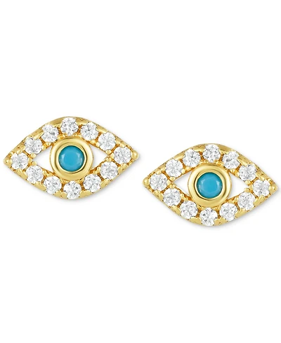 Adornia 14k Gold-Plated Evil Eye Stud Earrings
