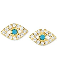 Adornia 14k Gold-Plated Evil Eye Stud Earrings