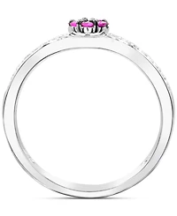 Pink Sapphire (1/3 ct. t.w.) Diamond (1/20 ct. t.w.) Stackable Ring in Sterling Silver