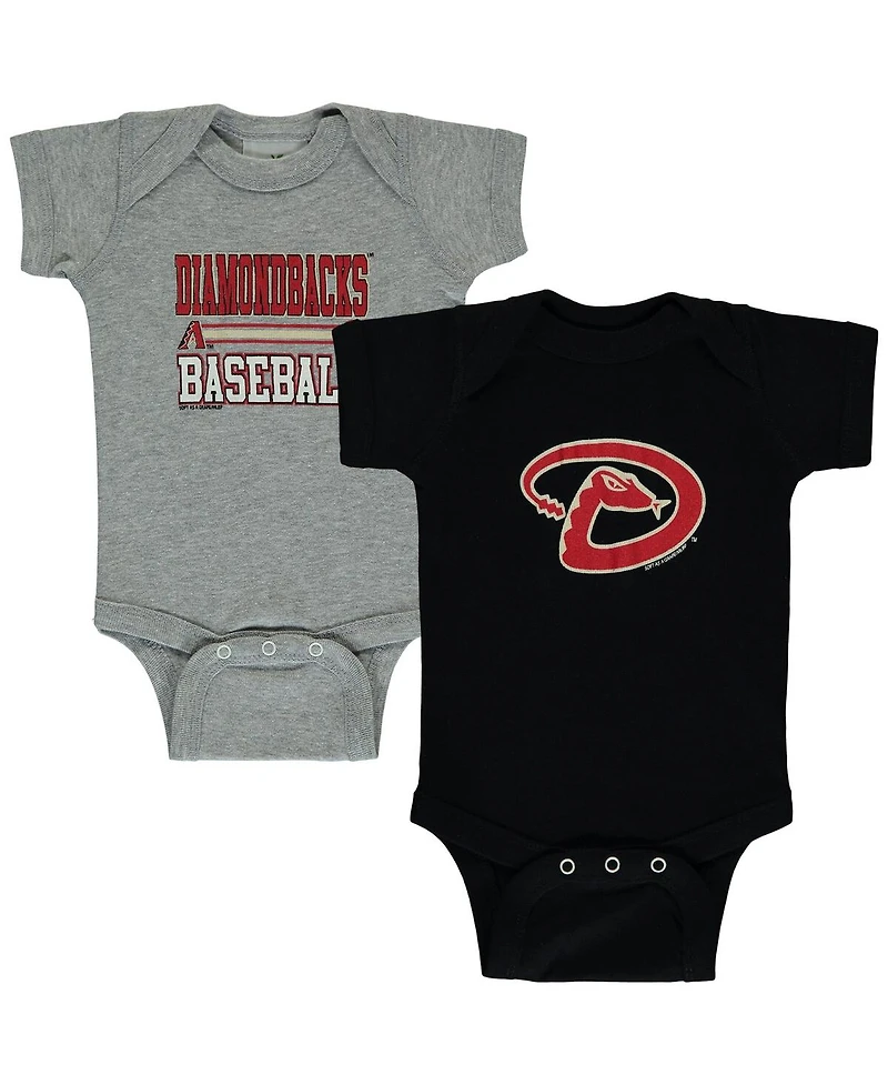 Newborn and Infant Boys and Girls Soft As A Grape Black, Gray Arizona Diamondbacks 2-Piece Body Suit