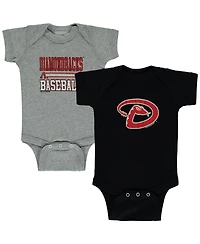Newborn and Infant Boys and Girls Soft As A Grape Black, Gray Arizona Diamondbacks 2-Piece Body Suit