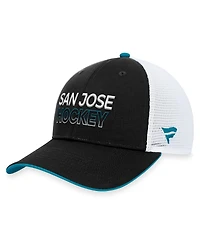 Men's Fanatics Black San Jose Sharks Authentic Pro Rink Trucker Adjustable Hat