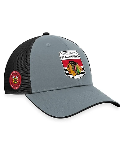 Men's Fanatics Gray, Black Chicago Blackhawks Authentic Pro Home Ice Trucker Adjustable Hat