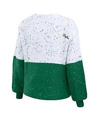 Women's Wear by Erin Andrews White, Kelly Green Boston Celtics Color-Block Pullover Sweater