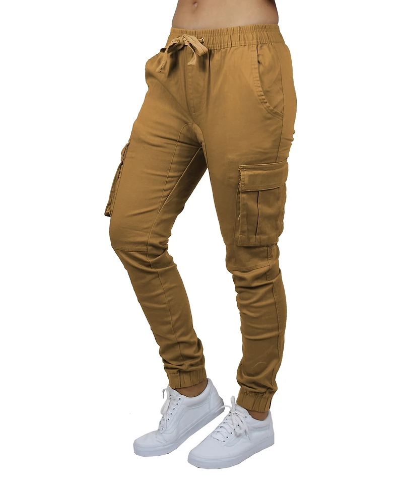 Galaxy By Harvic Women's Loose Fit Cotton Stretch Twill Cargo Joggers