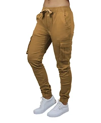 Galaxy By Harvic Women's Loose Fit Cotton Stretch Twill Cargo Joggers
