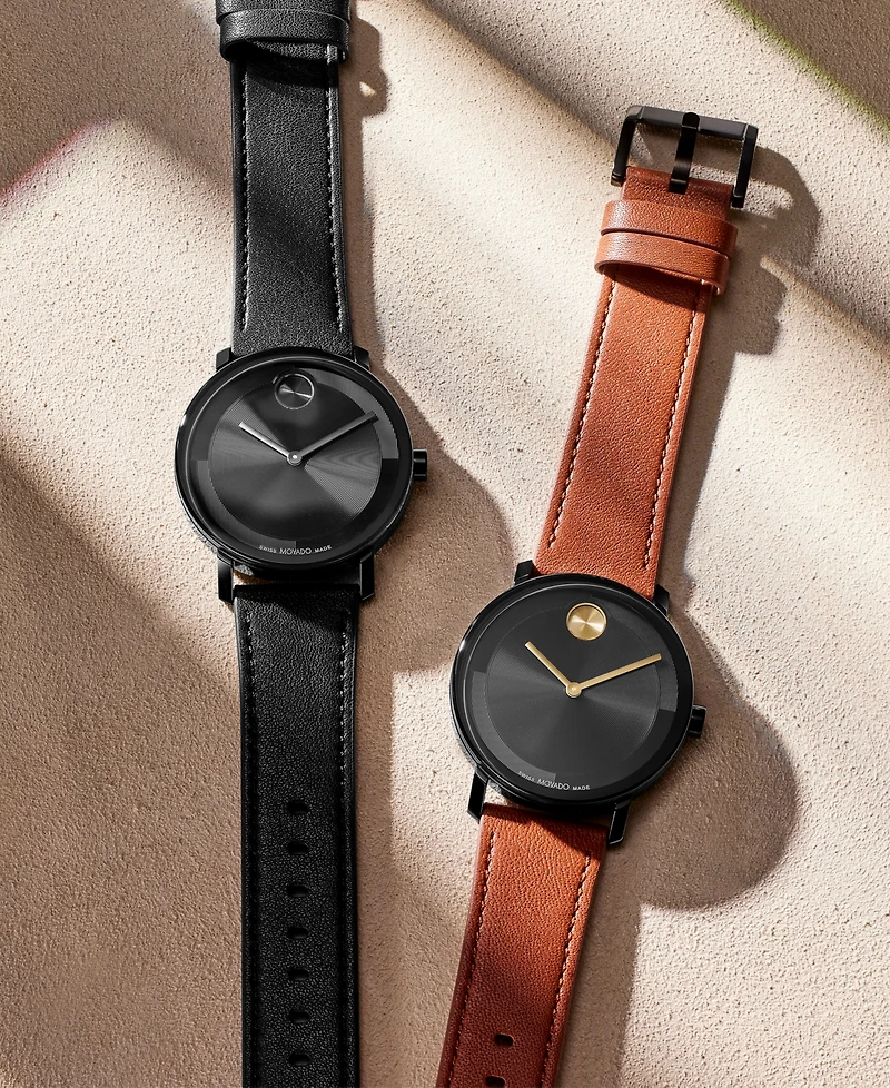 Movado Men's Bold Evolution 2.0 Swiss Quartz Black Leather Watch 40mm