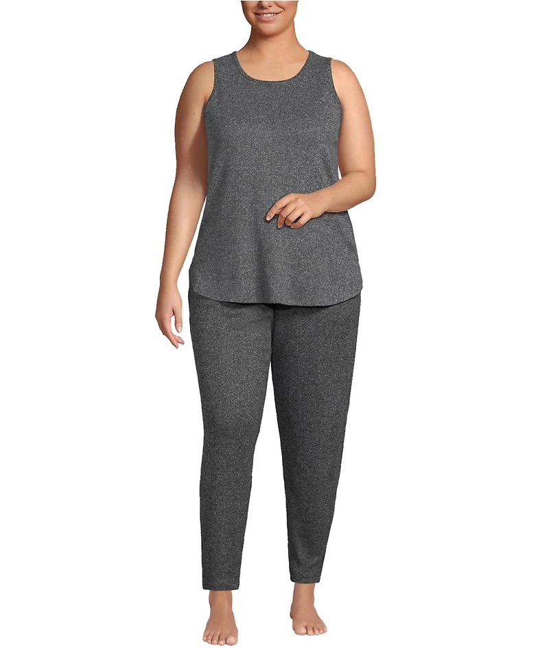 Lands' End Women's Plus Cozy 3 Piece Pajama Set - Robe Top and Pants