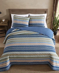 Closeout! Eddie Bauer Yakima Valley Stripe Reversible 3-Pc. Quilt Set, King