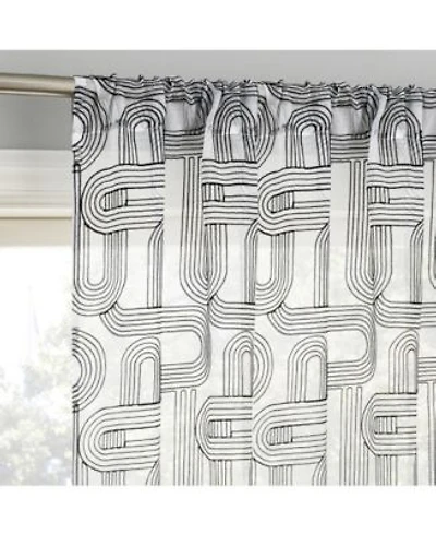 Kaz Embroidered Retro Curves Sheer Rod Pocket Curtains