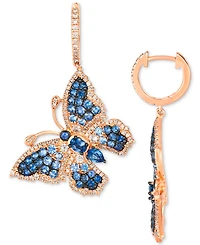 Le Vian Multi-Sapphire (3-1/4 ct. t.w.) & Diamond (7/8 ct. t.w.) Butterfly Drop Earrings in 14k Rose Gold