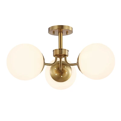 Jonathan Y Marcel Bistro Bohemian Farmhouse Ironfrosted Glass Led Semi Flush Mount