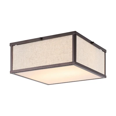 Grant Minimalist Industrial Square Linen Iron Led Flush Mount Ceiling Light