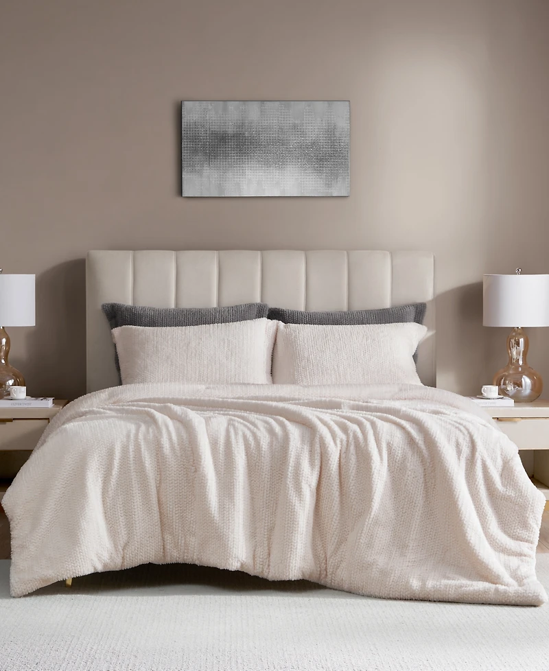 Royal Luxe Faux Fur to Mink Reversible 3 Piece Comforter Set, Full/Queen