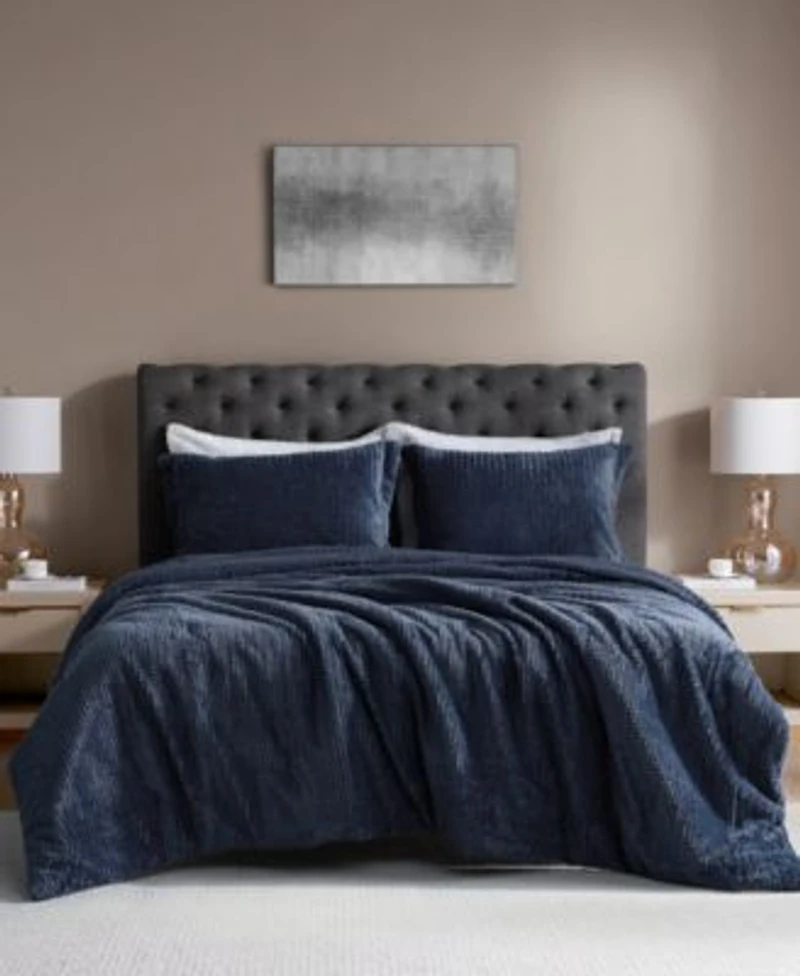 Royal Luxe Faux Fur To Mink Reversible 3 Piece Comforter Set