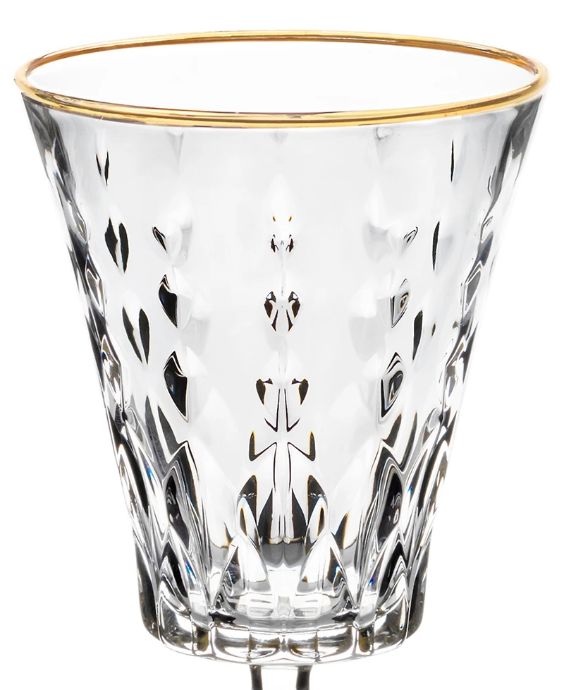 Lorren Home Trends Marilyn Gold-Tone Red Wine Goblets, Set of 4