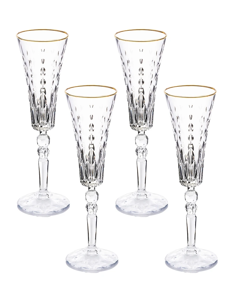Lorren Home Trends Marilyn Gold-Tone Flutes, Set of 4