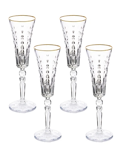 Lorren Home Trends Marilyn Gold-Tone Flutes, Set of 4
