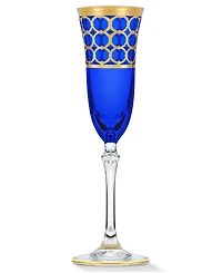 Lorren Home Trends Cobalt Blue Champagne Flutes with Gold-Tone Rings, Set of 4