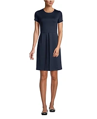 Lands' End Women's School Uniform Short Sleeve Ponte Dress Top of Knee
