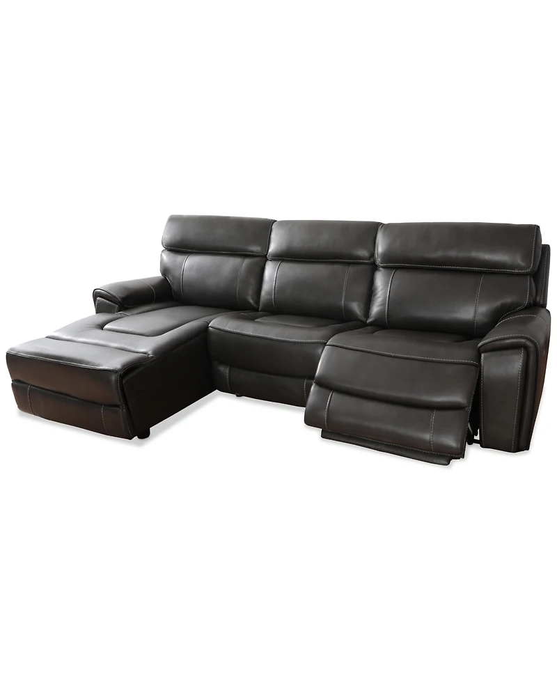 Closeout! Hutchenson 114.5" 3-Pc. Zero Gravity Leather Sectional with 1 Power Recliner and Chaise, Created for Macy's