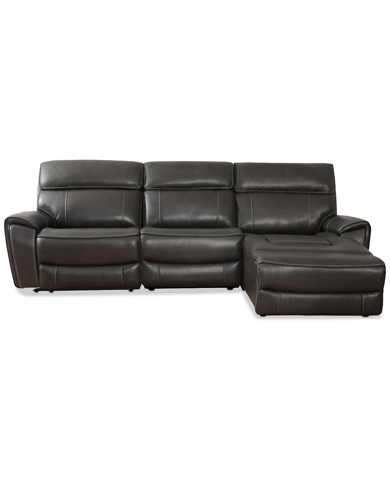 Closeout! Hutchenson 114.5" 3-Pc. Zero Gravity Leather Sectional with 1 Power Recliner and Chaise, Created for Macy's