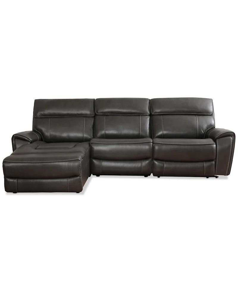 Closeout! Hutchenson 114.5" 3-Pc. Zero Gravity Leather Sectional with 2 Power Recliners and Chaise, Created for Macy's