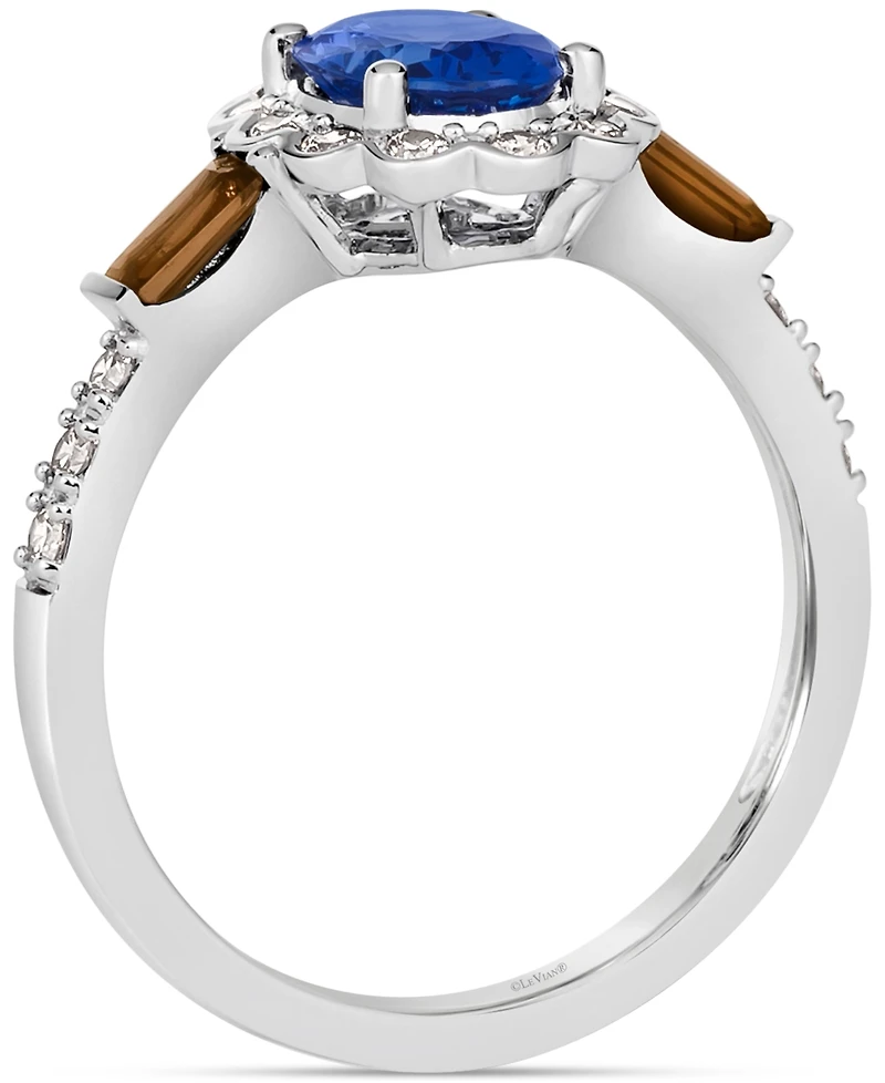 Le Vian Blueberry Tanzanite (1 ct. t.w.), Chocolate Quartz (1/5 ct. t.w.) & Nude Diamond (1/4 ct. t.w.) Halo Ring in 14k White Gold