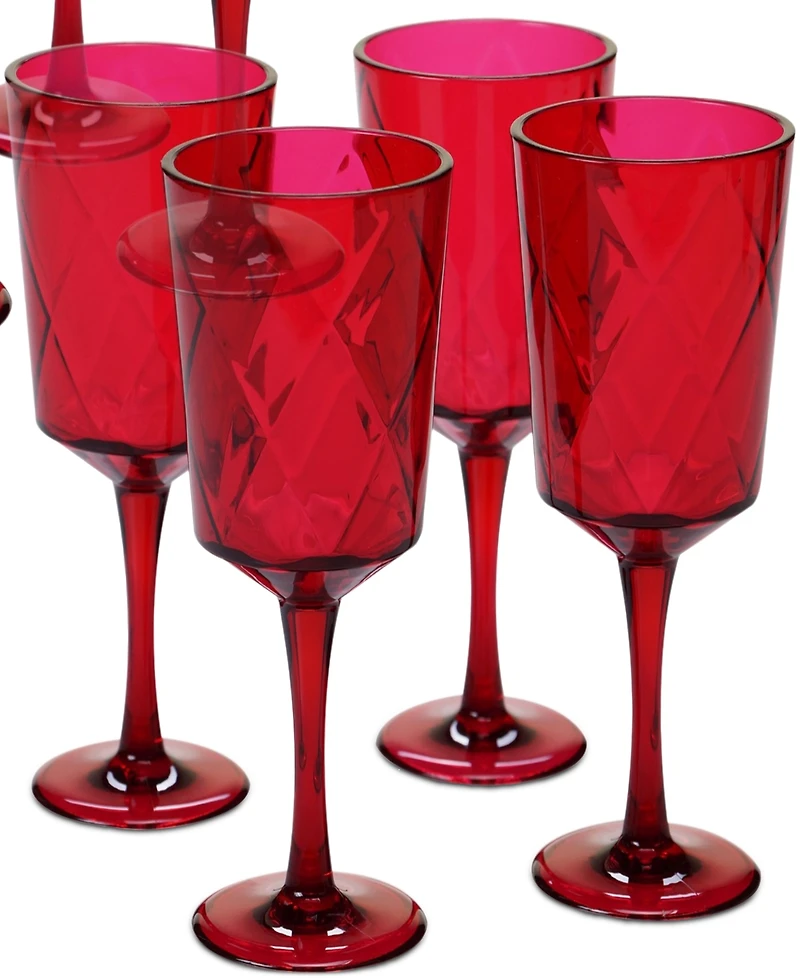 Certified International Ruby Diamond Acrylic Set of 8 All-Purpose Goblets