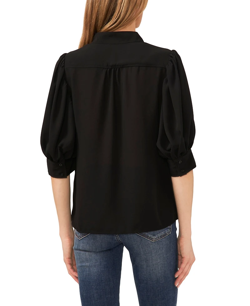 CeCe Women's 3/4-Sleeve Collared Button Down Top