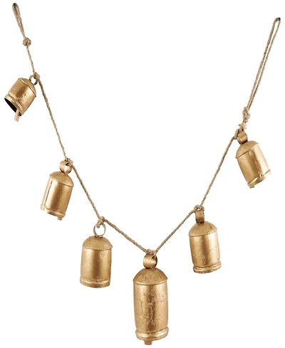 Rosemary Lane Metal Tibetan Inspired String Hanging Decorative Cow Bell with Jute Hanging Rope