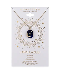 Unwritten Lapis and Crystal Moon Star Pendant Necklace