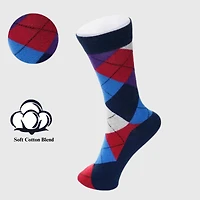 Alpine Swiss Men's Dress Socks 6 Pair Crew Sock Cotton for Men Solid Ribbed Argyle Pattern Multicolor Fun Designs