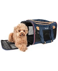Pet Life Airline Approved Aero-Zoom Lightweight Wire Framed Collapsible Pet Carrier Blue